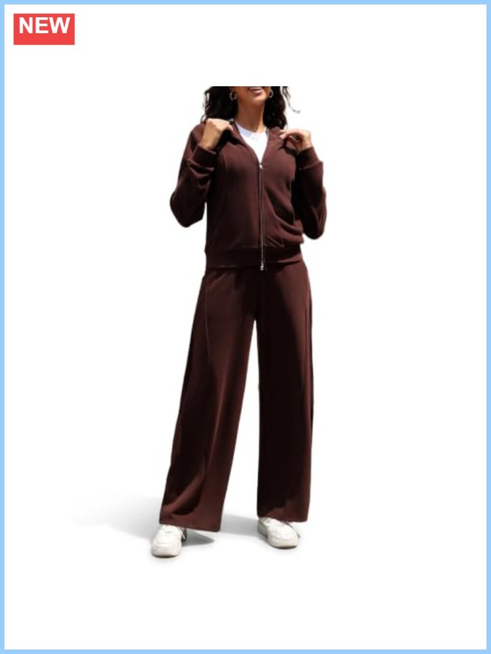 2 Piece Sweatsuit Full Zip Hoodie Curved Hem Pants
